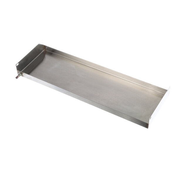 A stainless steel Norlake drain pan with a handle.