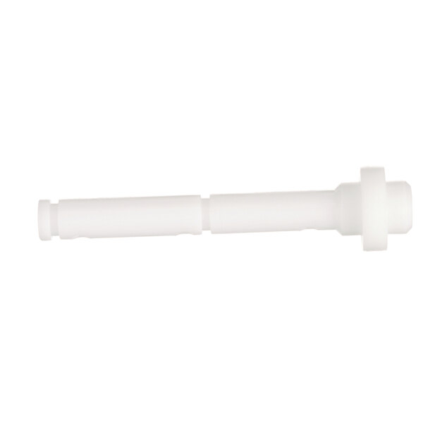 A white plastic tube with a nut.
