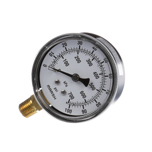 A close-up of a Cleveland pressure gauge with a white background.