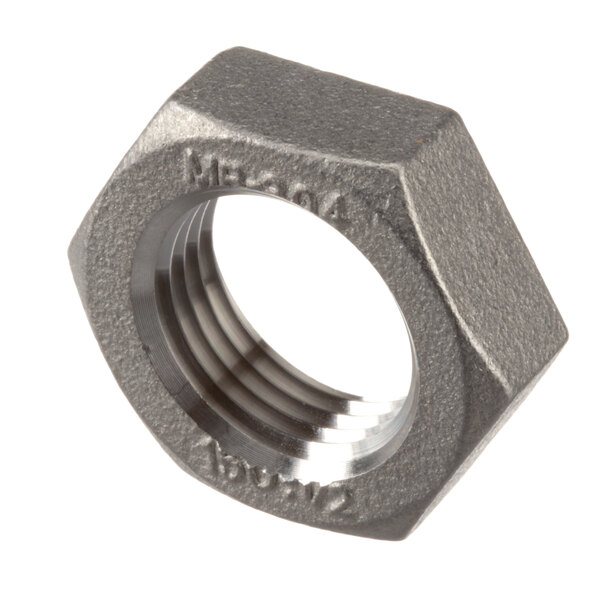 A close-up of a hexagonal Champion lock nut.