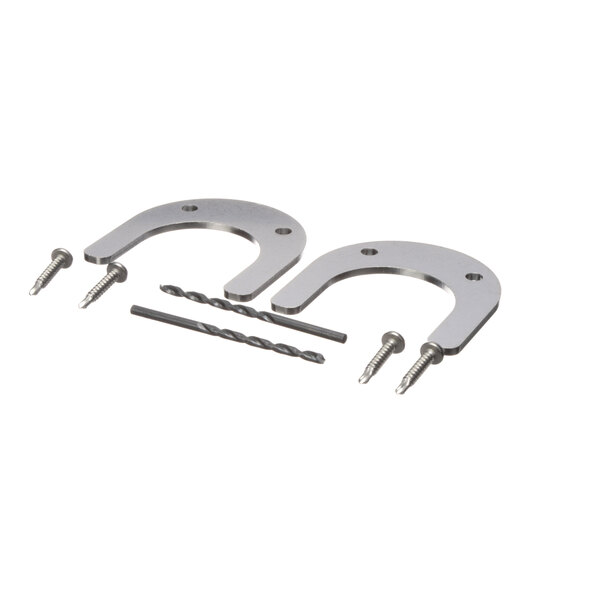 Two Globe slicer foot clamps with screws and nuts.