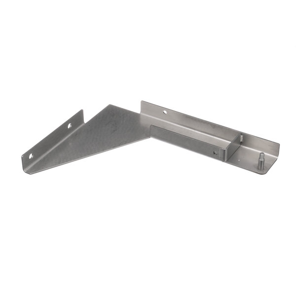 A stainless steel Meiko lever arm bracket with two holes.