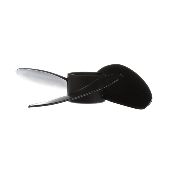 A black propeller with two blades.