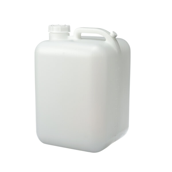 A white plastic container with a lid and a handle.
