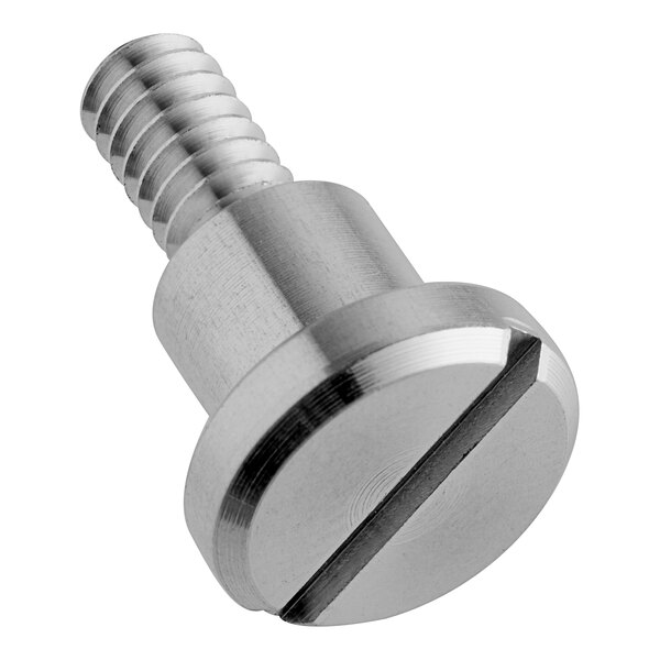 A close-up of a stainless steel Cres Cor shoulder screw.