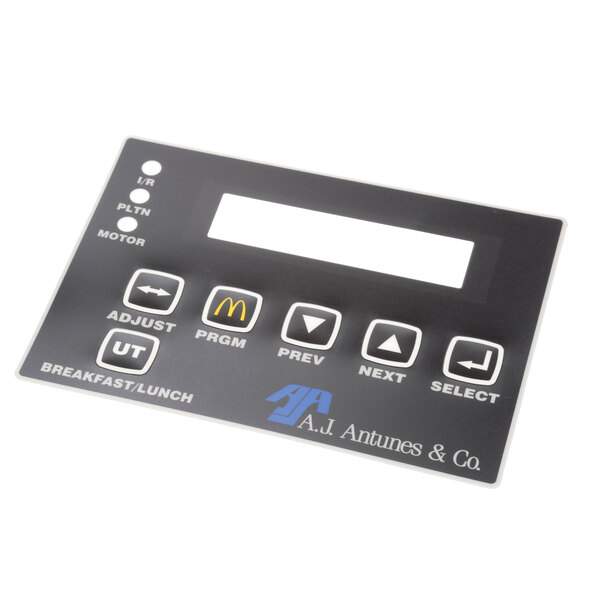 A black rectangular Antunes label display with white text and buttons.
