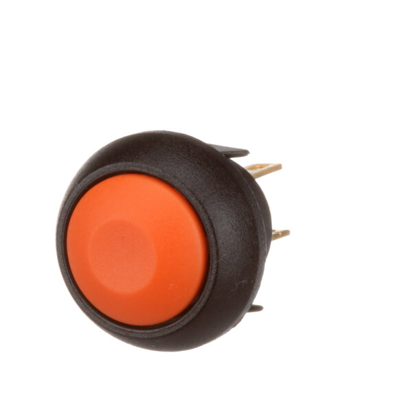 A round orange and black Frymaster momentary push button switch.