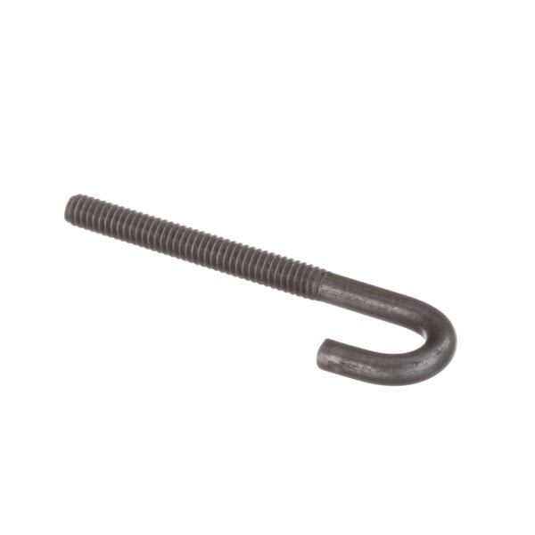 A black metal hook with a screw.