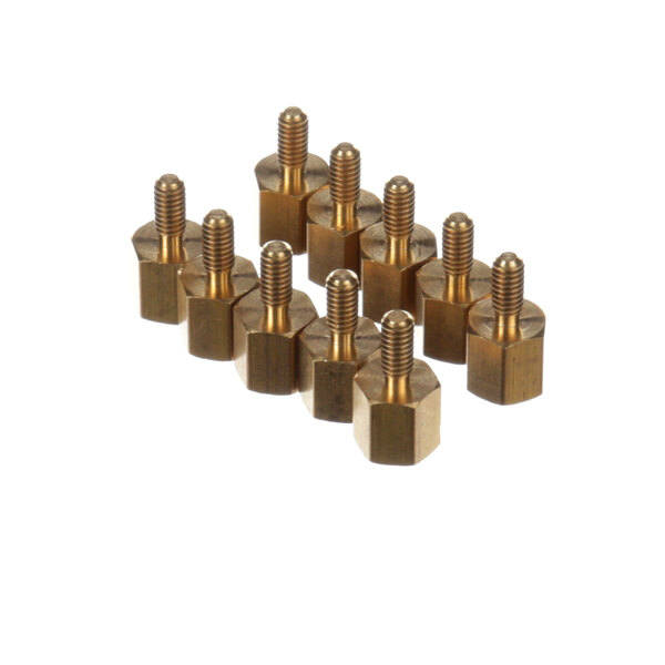A group of brass Ice-O-Matic screws with thumbscrews on the end.