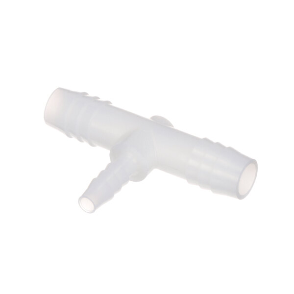 A white plastic Cleveland tee connector with nozzles.