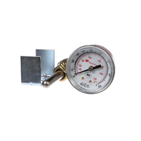 A Market Forge temperature gauge with a metal clip.