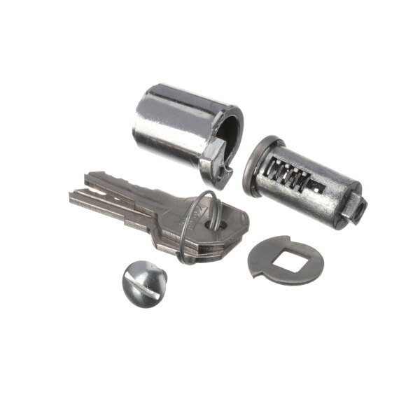 The Kason cylinder lock with a set of keys and a key in a keyhole.
