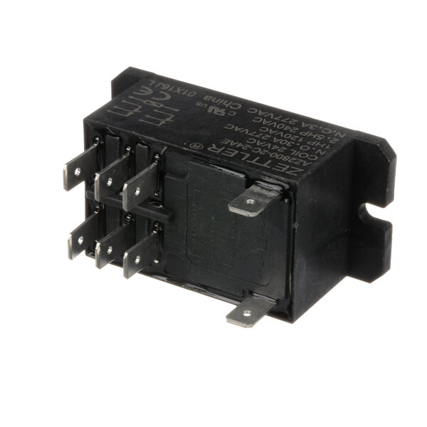 A black Lang Relay-2pole with metal connectors.
