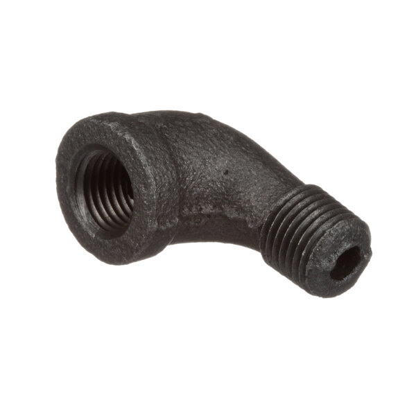 A black pipe with a nut on the end.