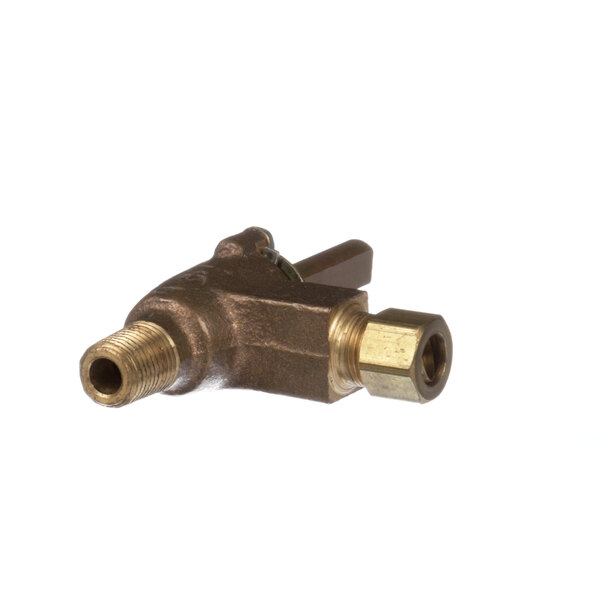 A Southbend brass valve with a brass handle.