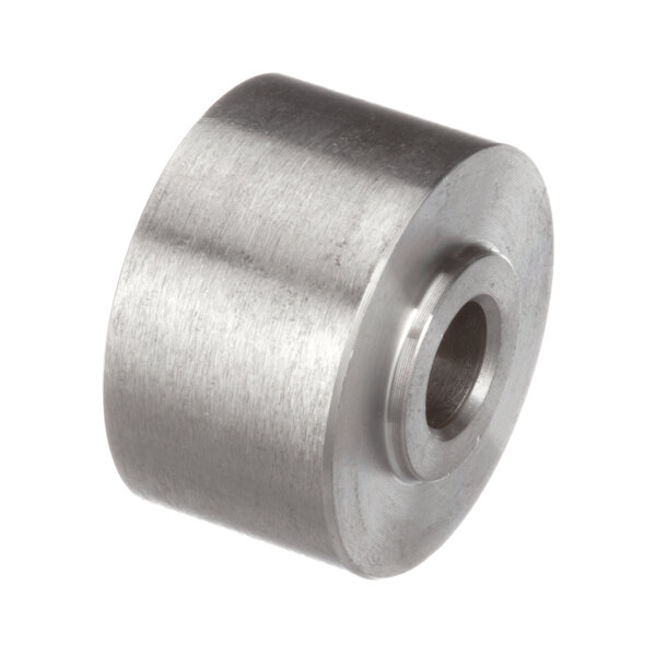 A close-up of a round stainless steel Champion roller.