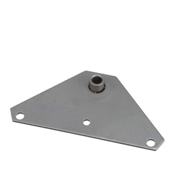 A white metal triangle bracket with holes on the side.