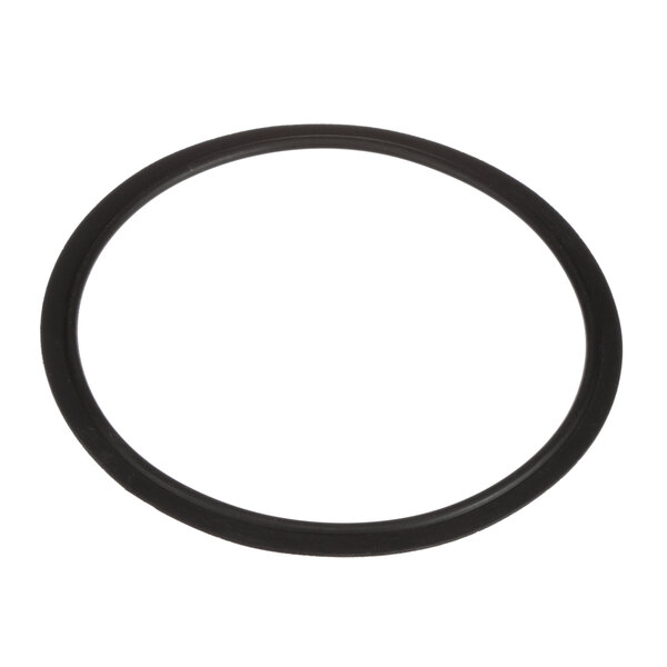 A black rubber o-ring with a white background.