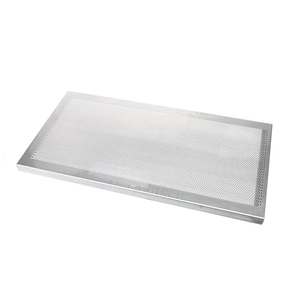 A metal strainer pan with a stainless steel mesh tray.