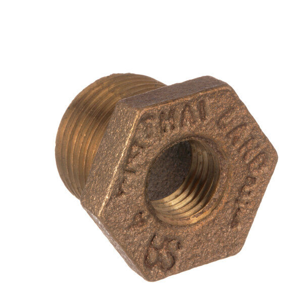 A close-up of a Champion brass threaded nut.
