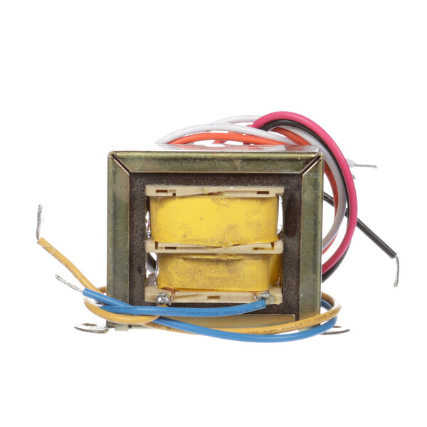 A close-up of a yellow Southbend transformer with wires.