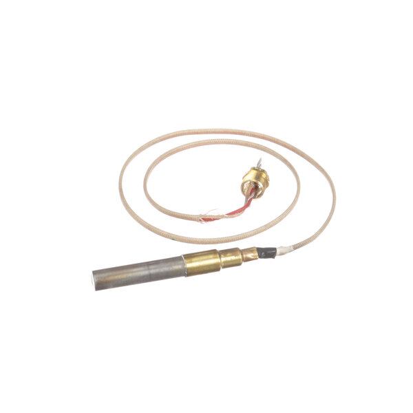 A Wells thermopile with a metal tube and a gold wire attached to it.