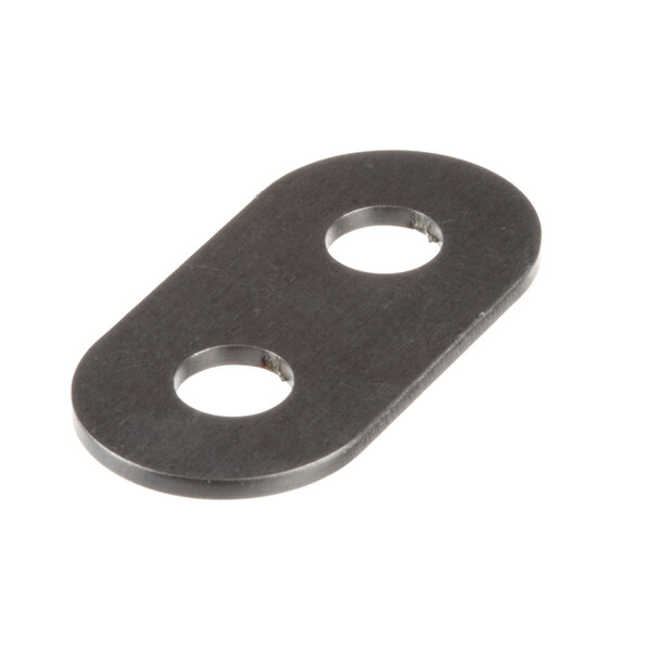 A black metal Blodgett bracket with two holes.