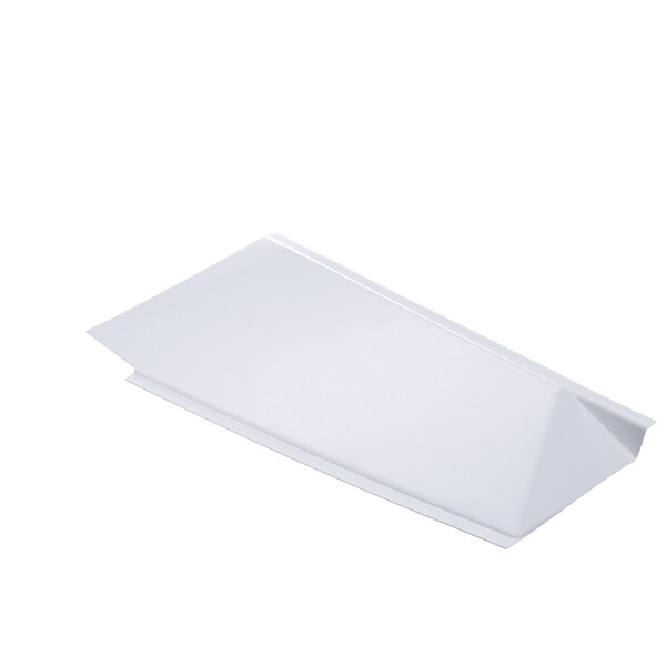 A white rectangular plastic trim with a triangular shape on the right side.