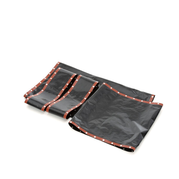 A black plastic bag with orange and red strips containing Antunes conveyor belt kit parts.