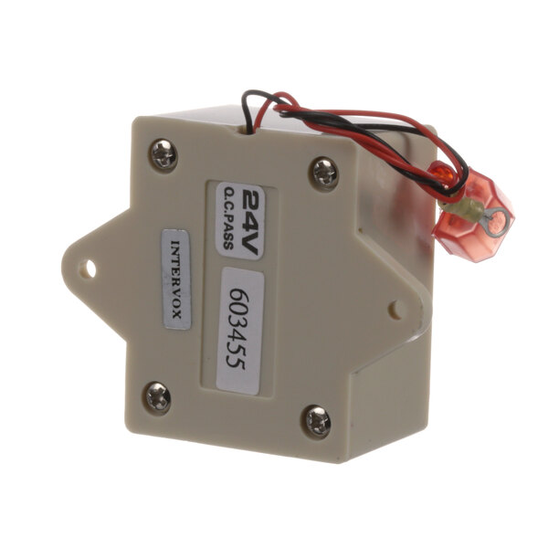 A white box with black wires, the Frymaster 8064797 Buzzer Assy.