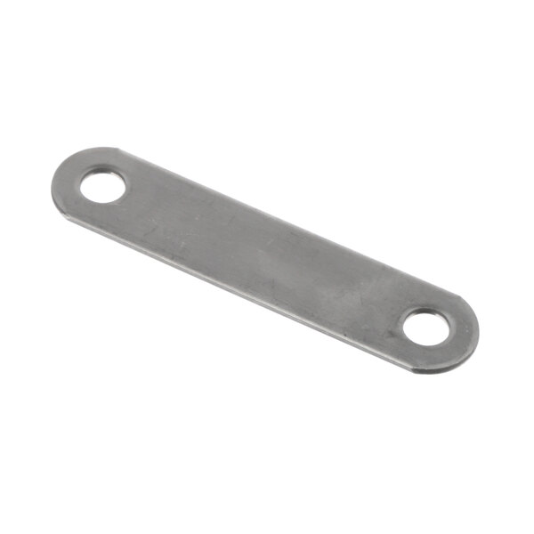 A silver rectangular Champion Link with two holes.