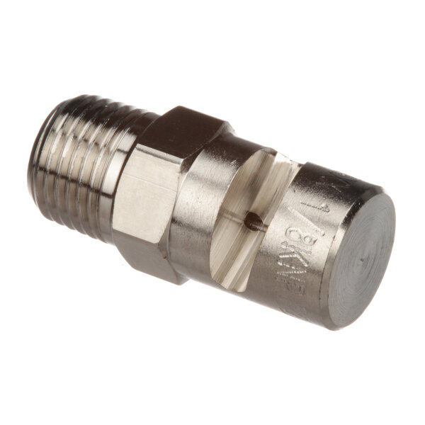 A close-up of a stainless steel threaded pipe fitting for a Champion dishwasher nozzle lower.