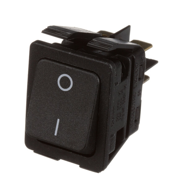 A black APW Wyott rocker switch with white text in the center.