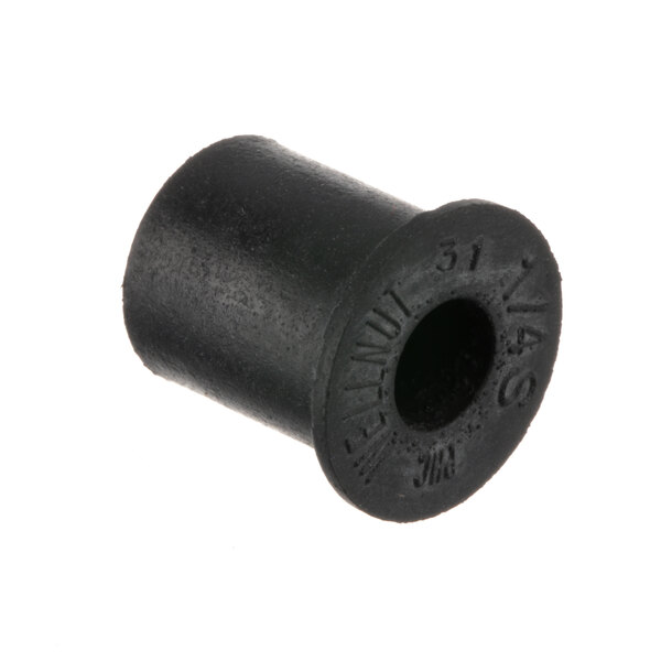 A black rubber nut well with a circular hole.