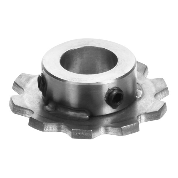 A Marshall Air metal sprocket gear with two holes.