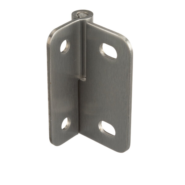 A stainless steel Lincoln 369513 oven hinge with two holes.