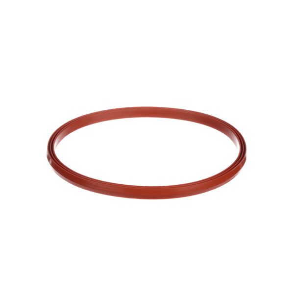 A round red rubber gasket with a white background.