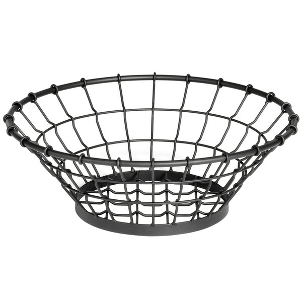 Tablecraft GM15 Grand Master Round Black Wire Basket - 15" x 5 1/4"