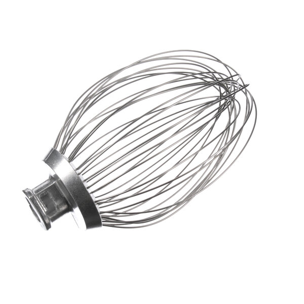 A Univex 30 qt wire whisk with a handle.