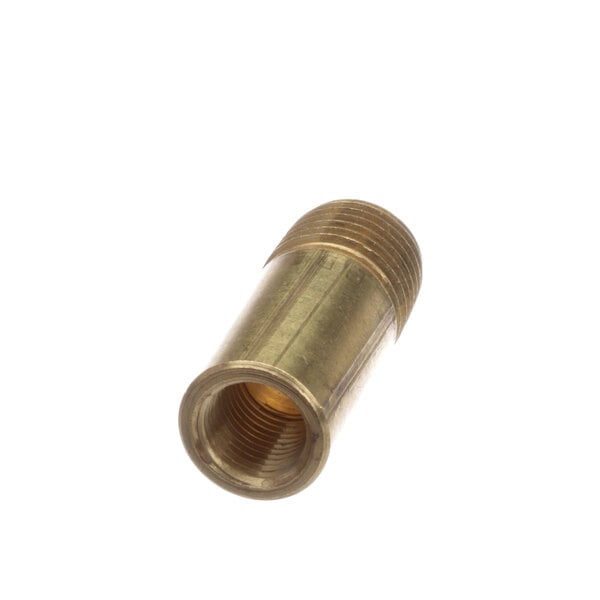 A close-up of a brass threaded Southbend nipple.