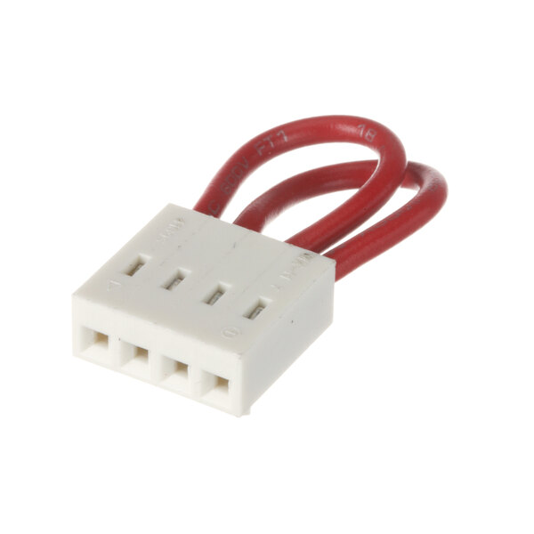 A Groen red and white electrical plug with two wires.