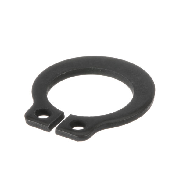 A black metal Southbend retaining ring with two holes.