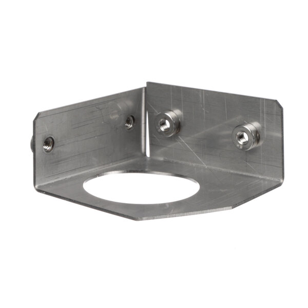 A Groen metal drain bracket with two holes.