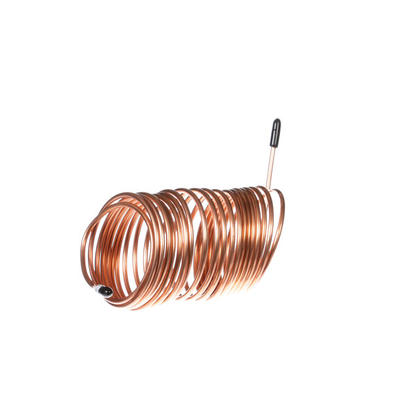 A Kairak capillary tube coil with a copper wire attached.