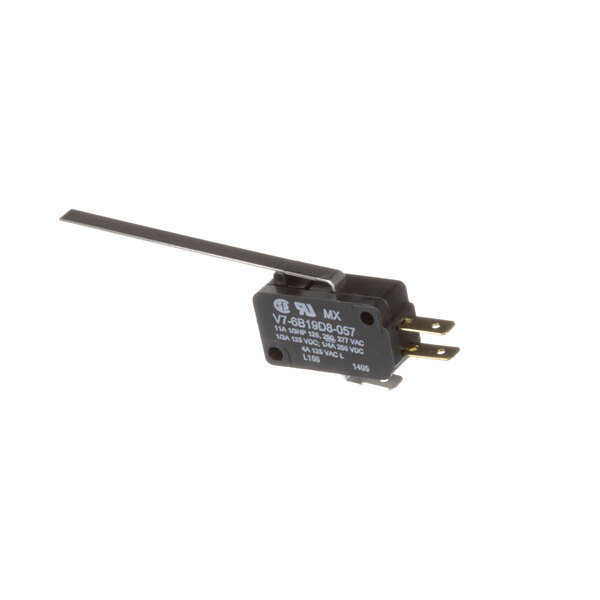 A close-up of a Merrychef micro switch with a long black stick.