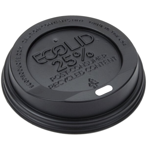 Eco-Products 10, 12, 16, and 20 oz. Black Recycled Content Hot Paper Cup Lid - 100/Pack