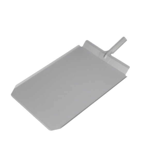 A white rectangular object with a grey plastic handle.
