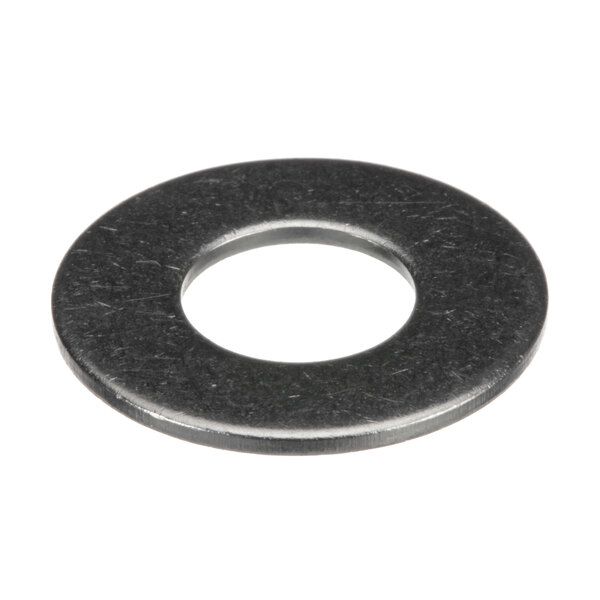 A close-up of a black metal Blakeslee flat washer.