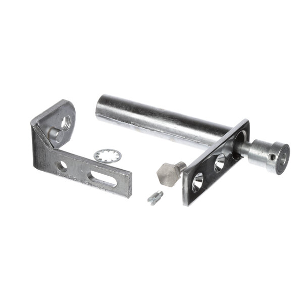 A Manitowoc Ice door hinge assembly with screws and bolts.