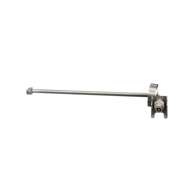 A long metal rod with a screw on a white background.